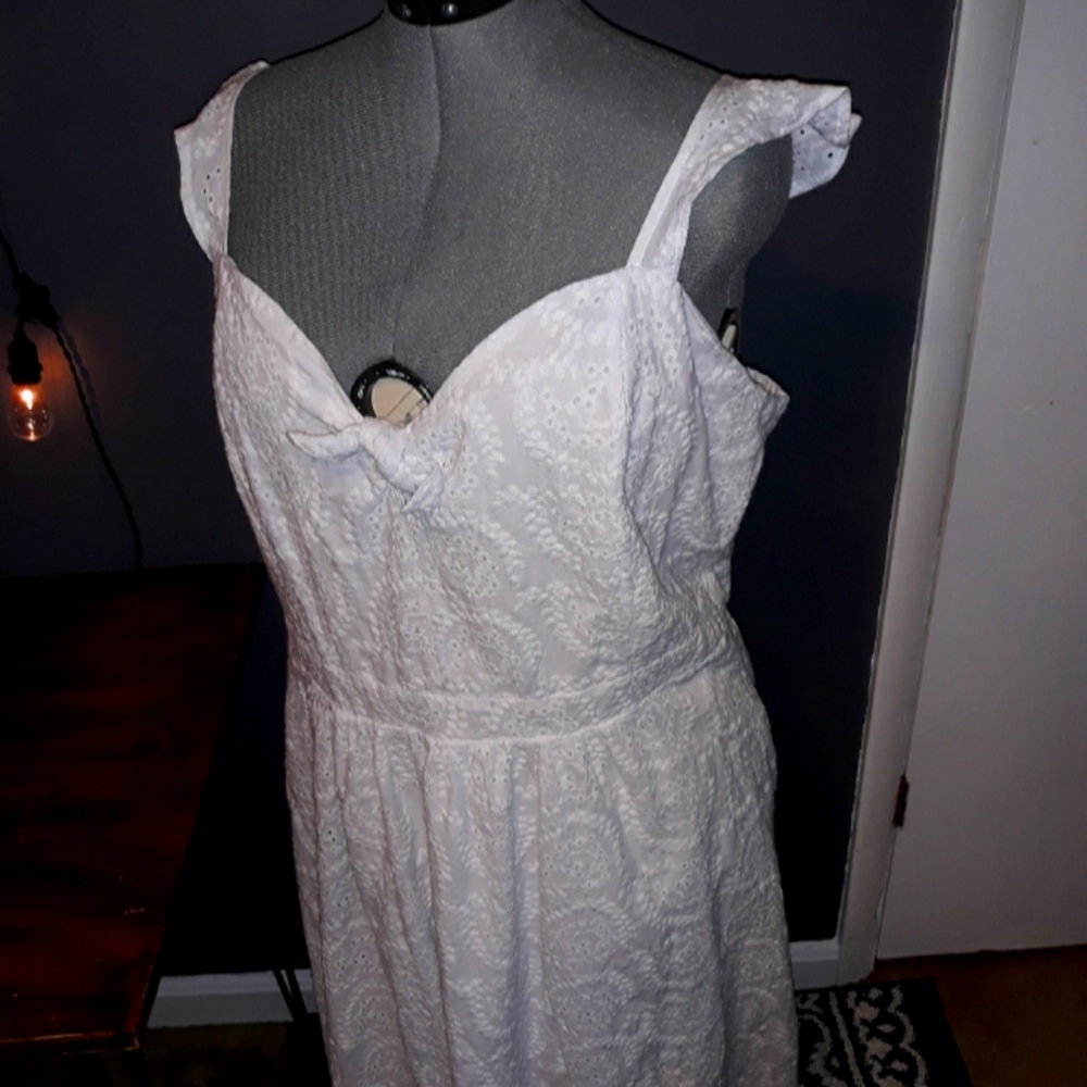 White BOHO Tank Dress Pockets